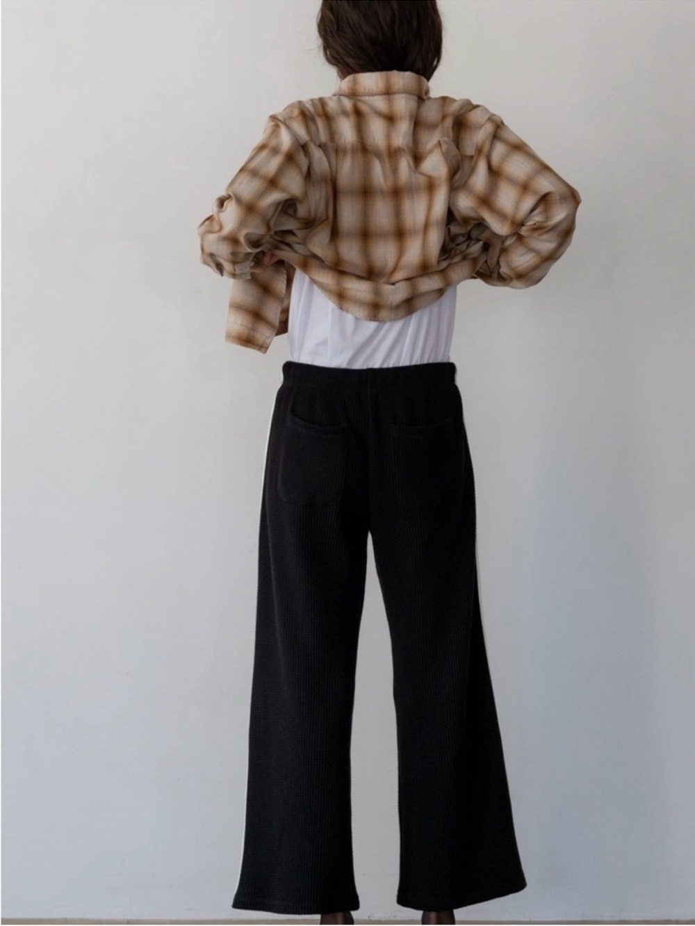 DONNI Thermal Crop Stripe Pant Jet Black Size Small - Picture 5 of 12
